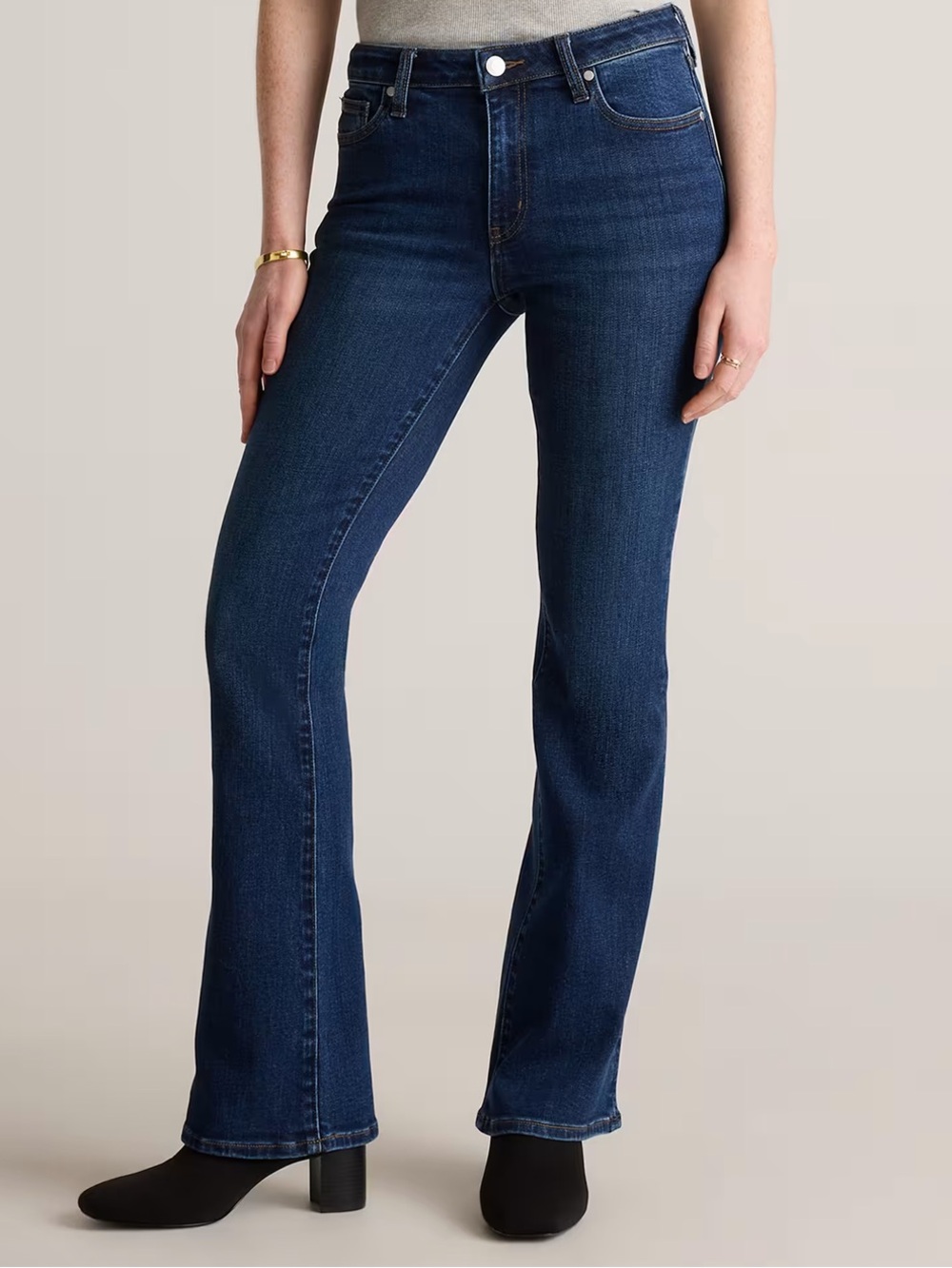 Quince Luna Stretch Flare Jeans - Dark Blue